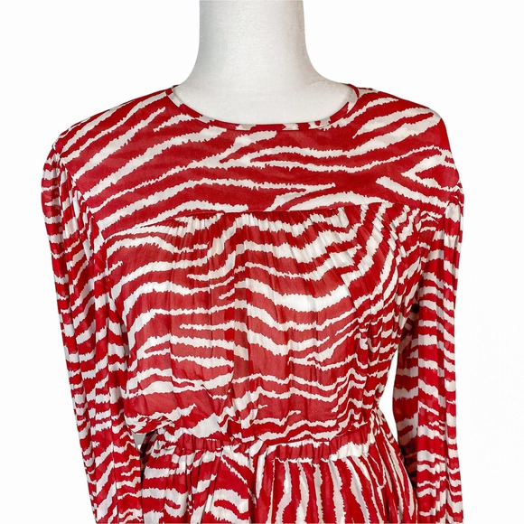 Isabel Etoile Marant Dress White Red Ruffle Long Sleeve Mini Dress Size 2 NWT - Picture 9 of 14